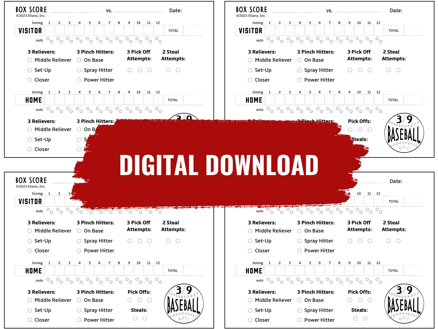 3/9 Baseball Scoring Notepad